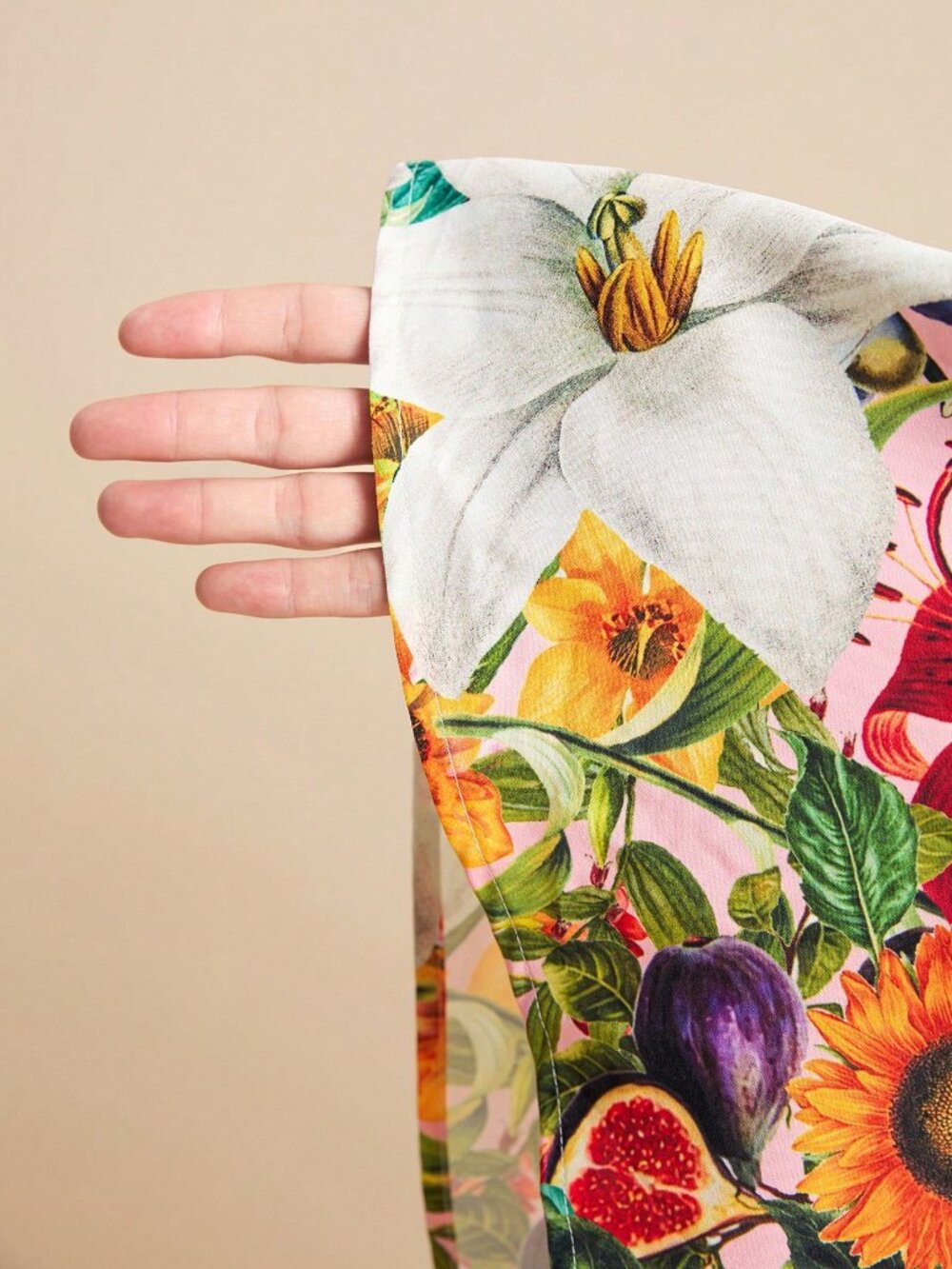 Pink Boho Women's U-Neck Spaghetti Strap Waist Flared Tropical Print Dress - Picture 8 of 8